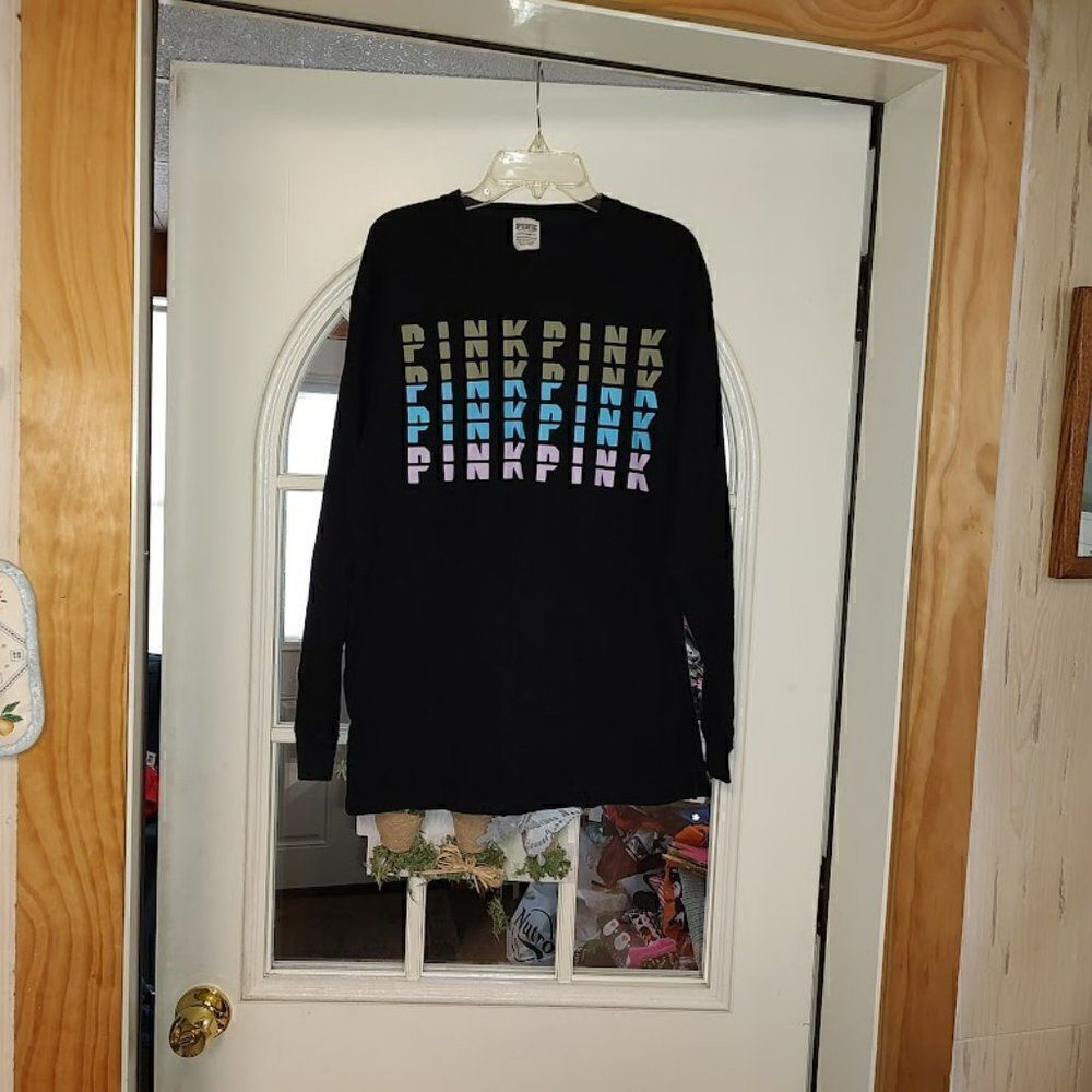 Pink Victoria's Secret Black Long Sleeved Top Size Women's XS